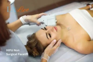Woman having Hi-Fu to reduce wrinkles Vauxhall.