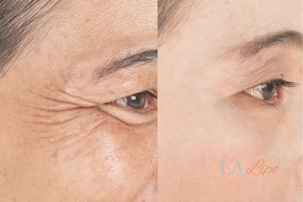 Before and after results of woman - HI-fu wrinkles reduction treatment Vauxhall