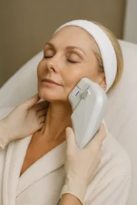 Woman receiving HIFU non surgical facelift treatment Vauxhall