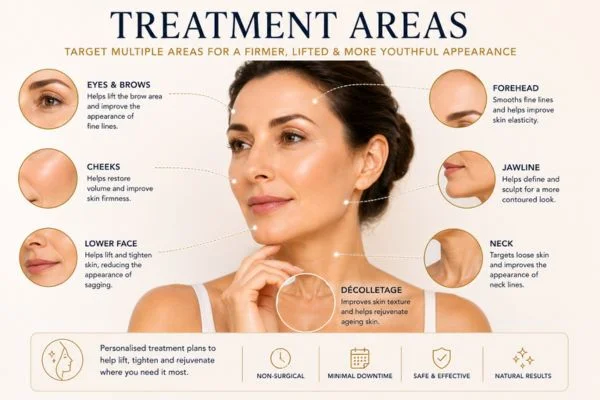 Areas of treatment for the ultimate lift tighten treatment Vauxhall